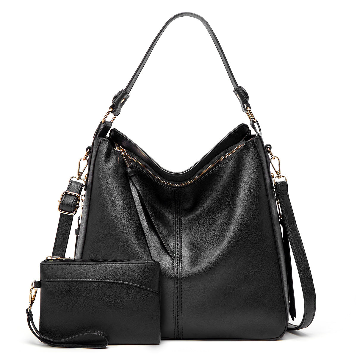 Luxury Leather Hobo Anti-Theft Handbag + FREE Pouch Wallet — image 9