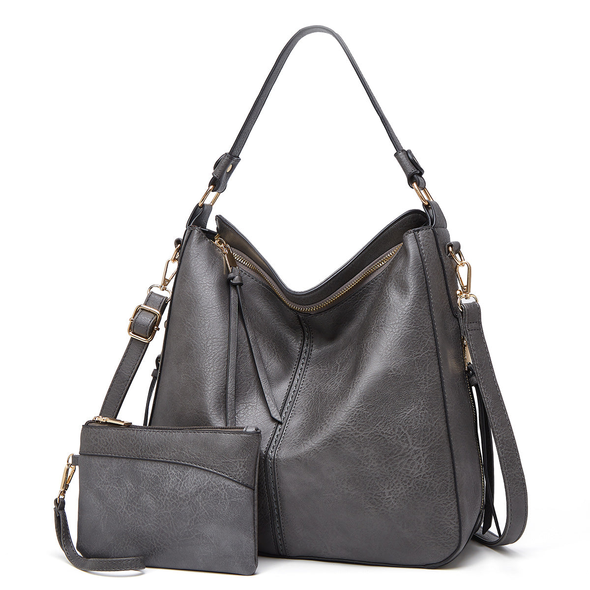 Luxury Leather Hobo Anti-Theft Handbag + FREE Pouch Wallet — image 10