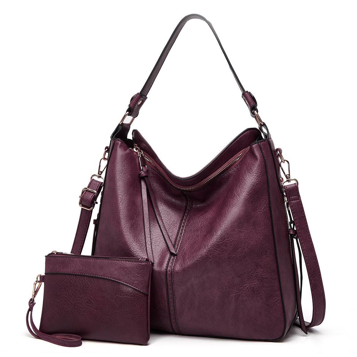 Luxury Leather Hobo Anti-Theft Handbag + FREE Pouch Wallet — image 12