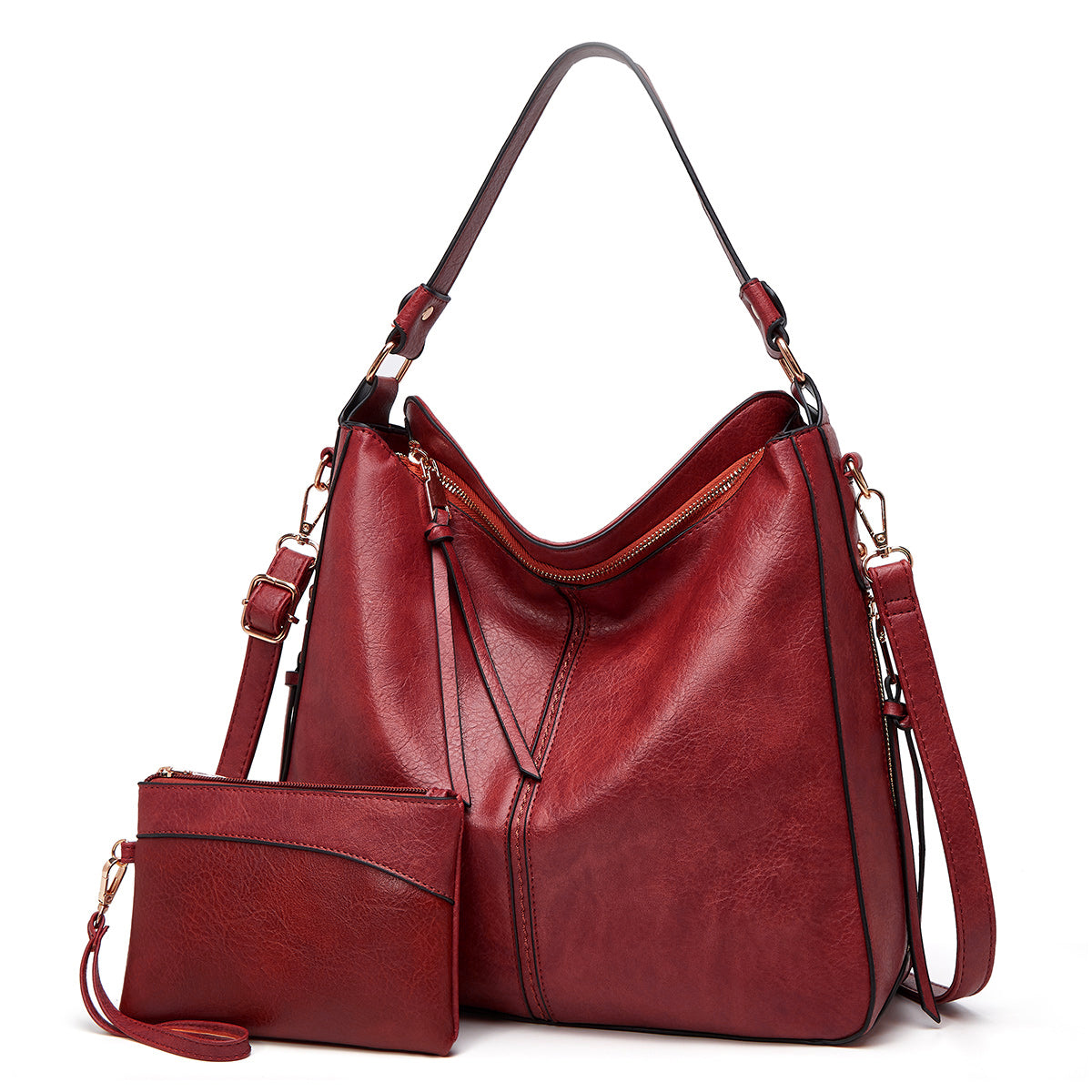 Luxury Leather Hobo Anti-Theft Handbag + FREE Pouch Wallet — image 13