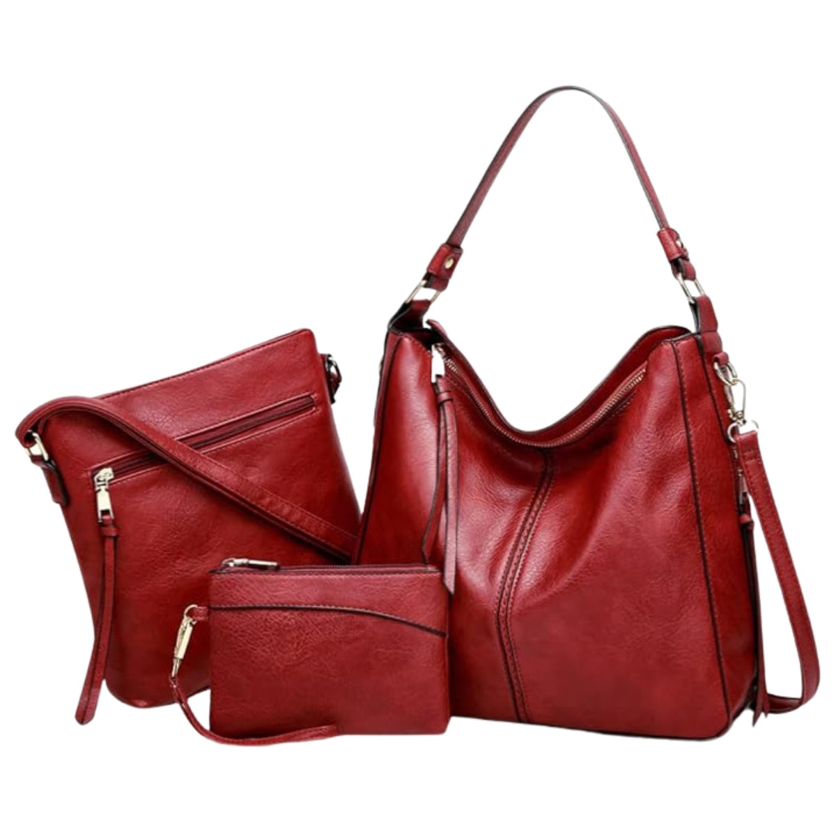 Red — Hobo Bag + Crossbody + Wallet