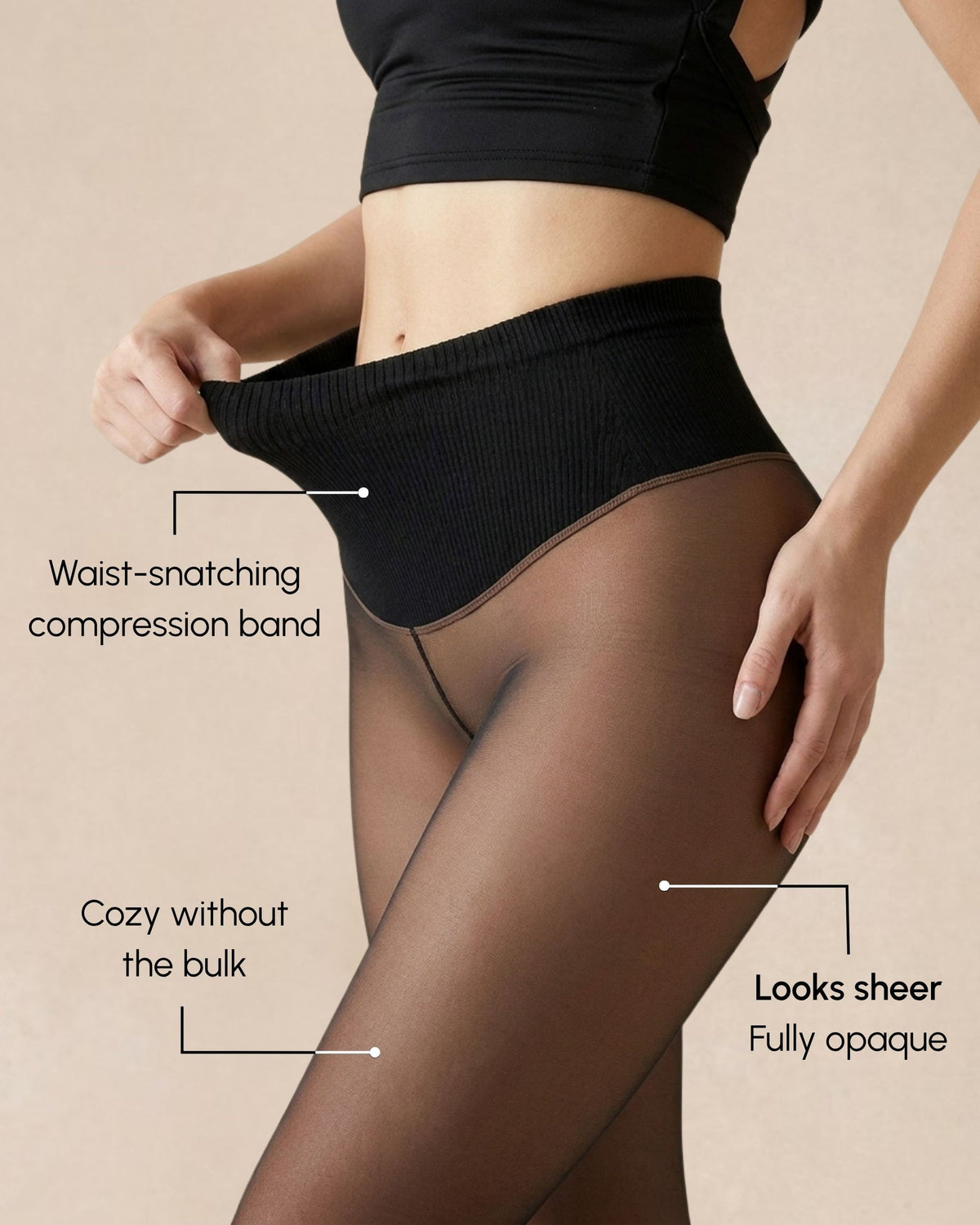 Sheer Illusion Fleece-Lined Tights — image 3